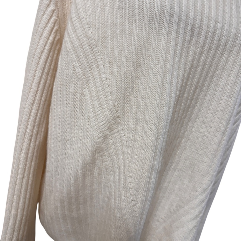 C by Bloomingdales Cashmere mockneck oatmeal flare button sleeves XL sweater - Picture 4 of 13